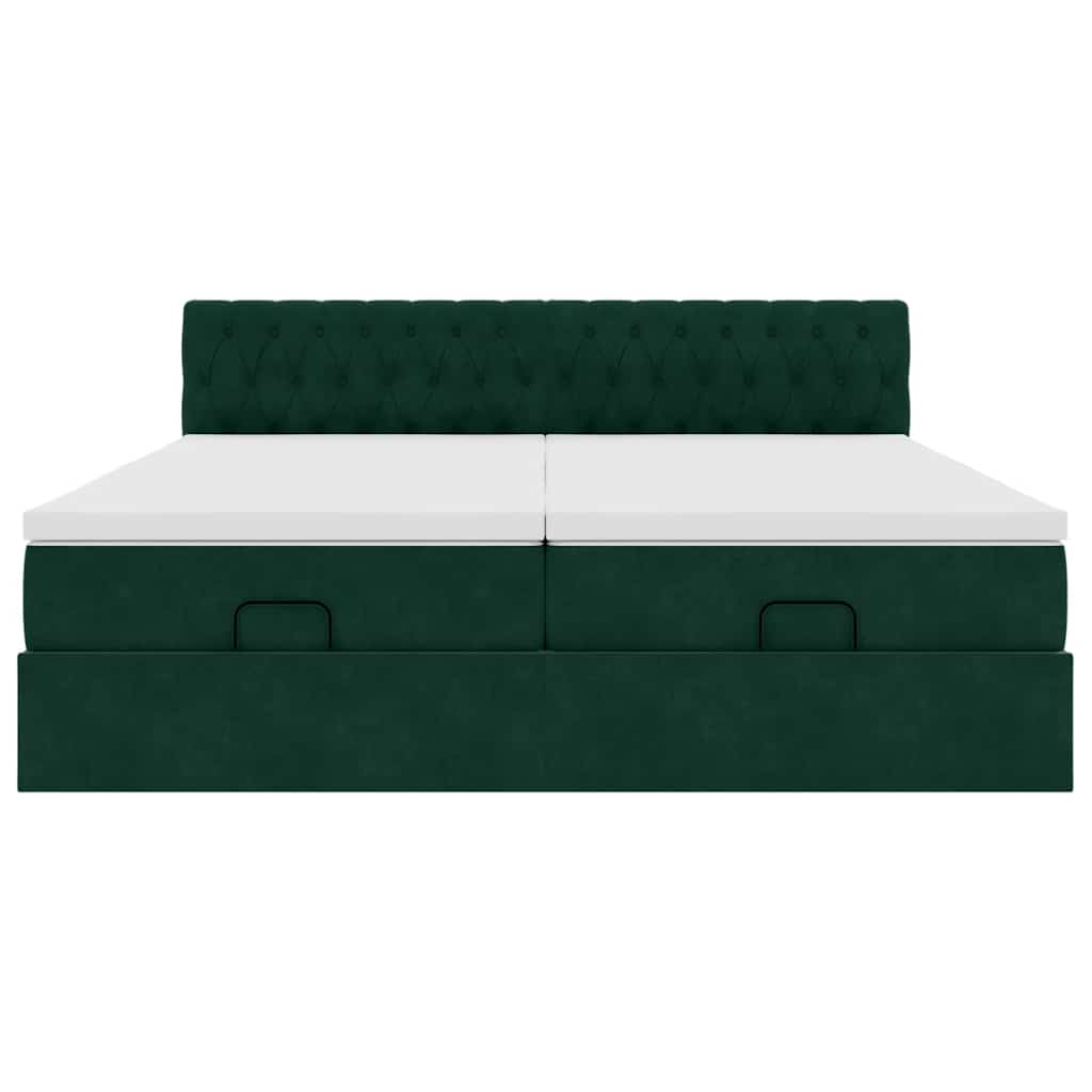 vidaXL Ottoman-Bett mit Matratzen Dunkelgrün 180x200 cm Samt