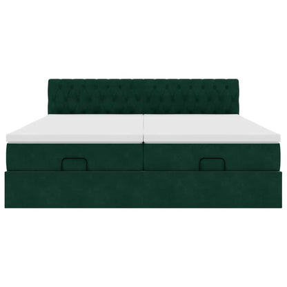 vidaXL Ottoman-Bett mit Matratzen Dunkelgrün 180x200 cm Samt