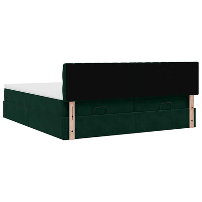 vidaXL Ottoman-Bett mit Matratzen Dunkelgrün 180x200 cm Samt
