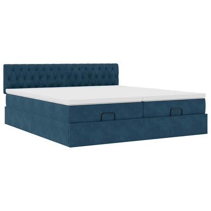 vidaXL Ottoman-Bett mit Matratzen Dunkelblau 180x200 cm Samt