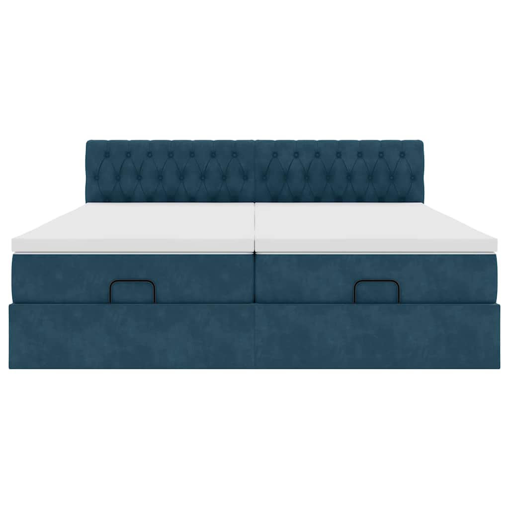 vidaXL Ottoman-Bett mit Matratzen Dunkelblau 180x200 cm Samt