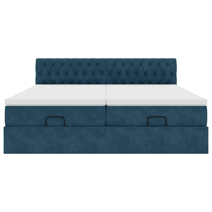 vidaXL Ottoman-Bett mit Matratzen Dunkelblau 180x200 cm Samt