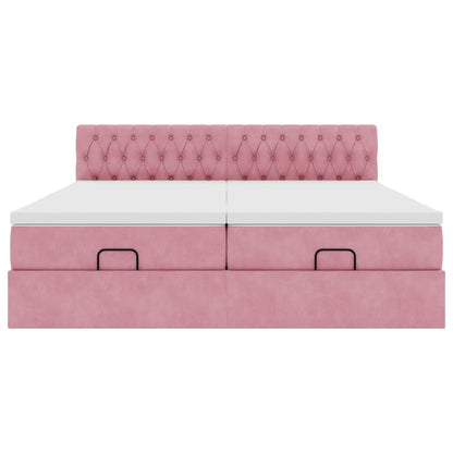 Ottoman-Bett mit Matratzen Rosa 180x200 cm Samt