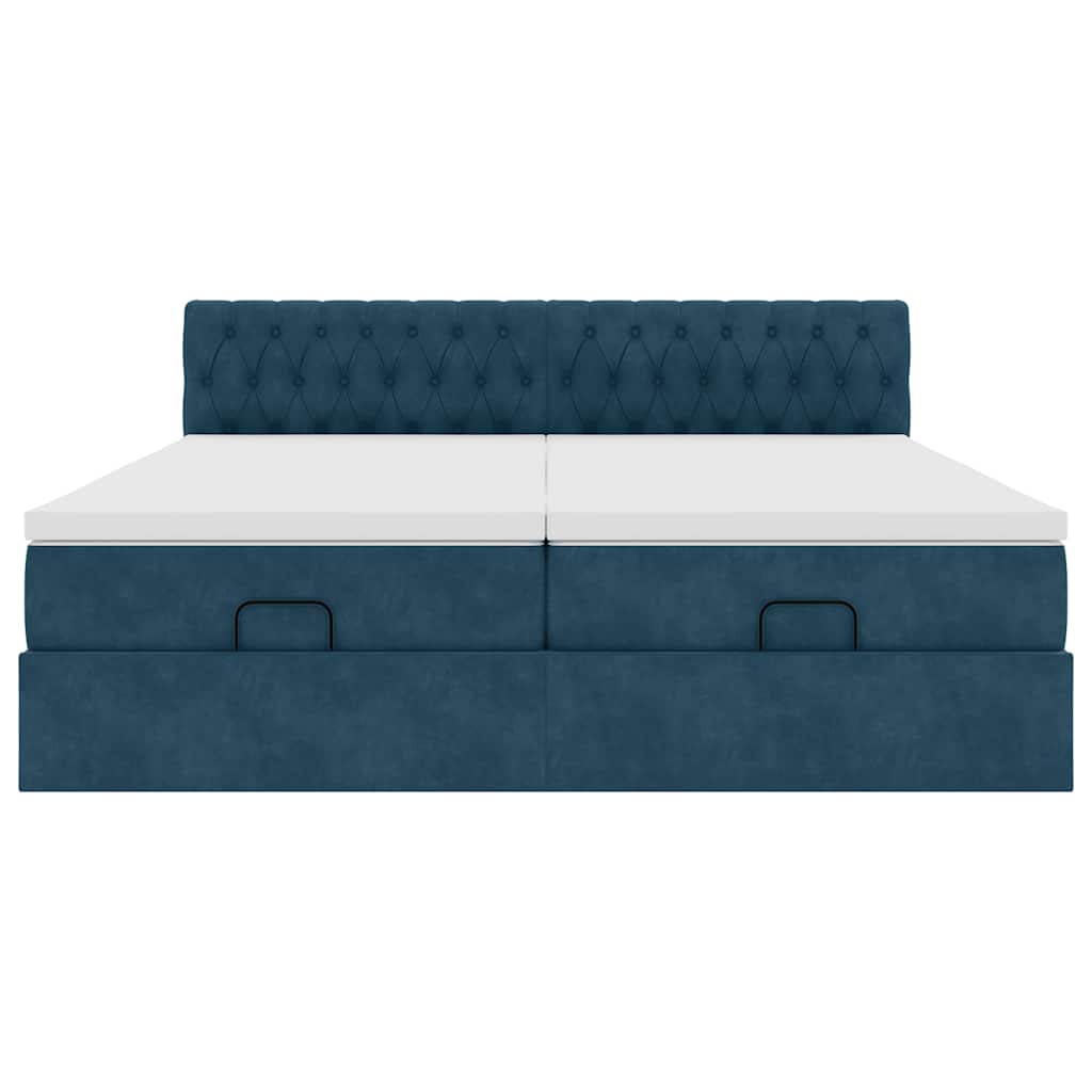 vidaXL Ottoman-Bett mit Matratzen Dunkelblau 200x200 cm Samt
