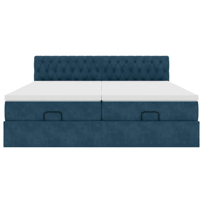 vidaXL Ottoman-Bett mit Matratzen Dunkelblau 200x200 cm Samt