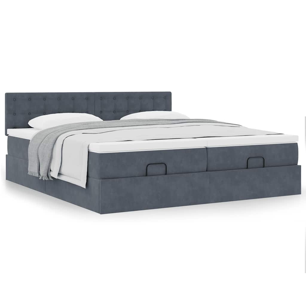 vidaXL Ottoman-Bett mit Matratzen Dunkelgrau 160x200 cm Samt