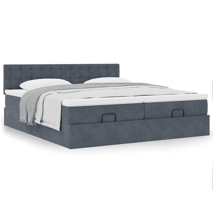 vidaXL Ottoman-Bett mit Matratzen Dunkelgrau 160x200 cm Samt
