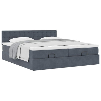 vidaXL Ottoman-Bett mit Matratzen Dunkelgrau 160x200 cm Samt