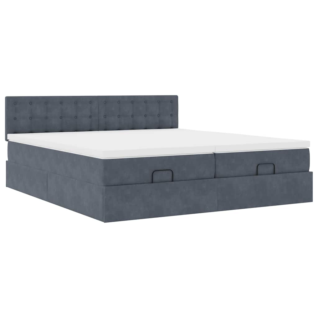 vidaXL Ottoman-Bett mit Matratzen Dunkelgrau 160x200 cm Samt