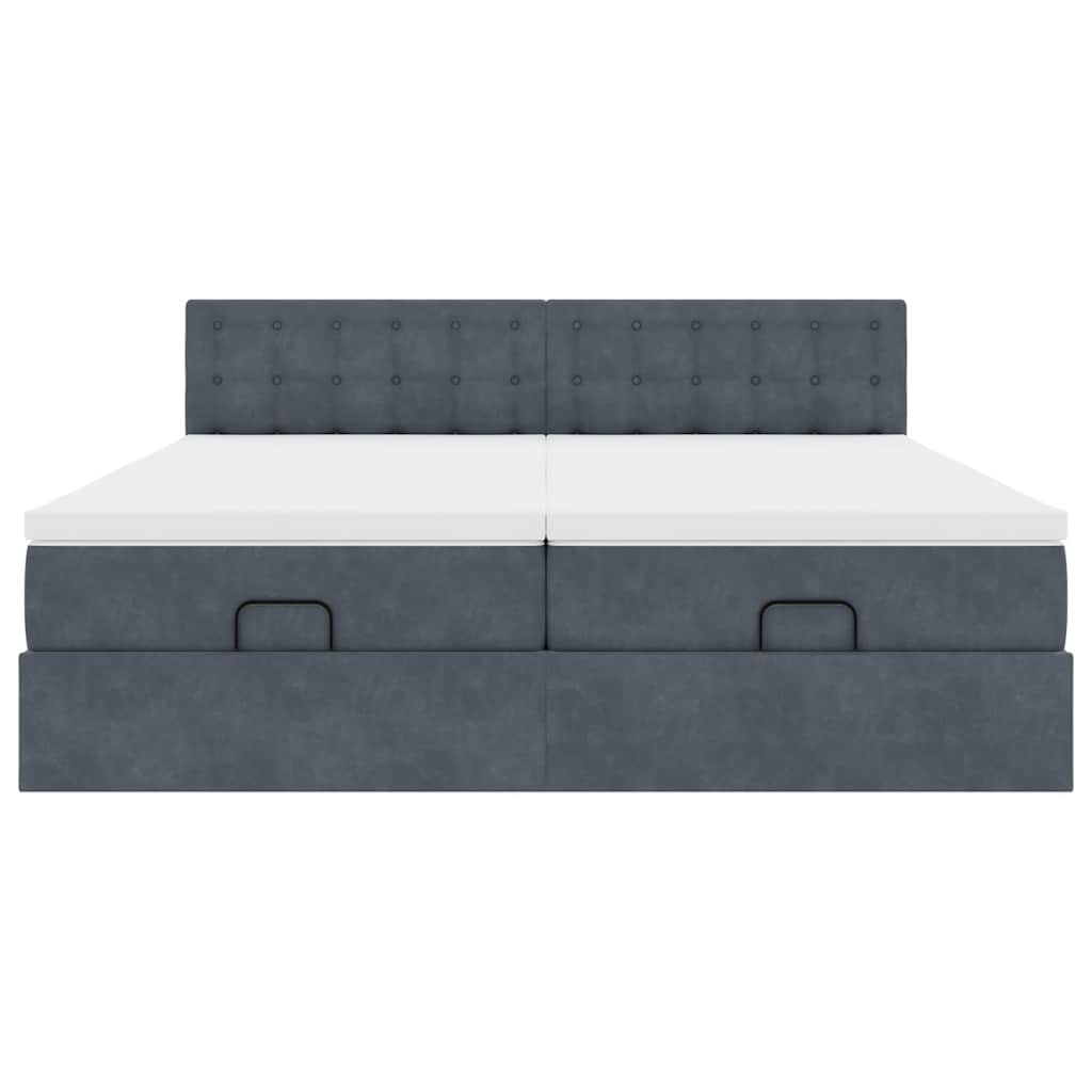 vidaXL Ottoman-Bett mit Matratzen Dunkelgrau 160x200 cm Samt