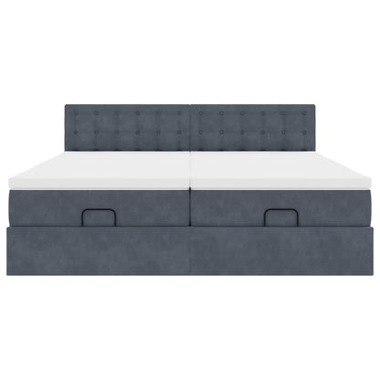 vidaXL Ottoman-Bett mit Matratzen Dunkelgrau 160x200 cm Samt
