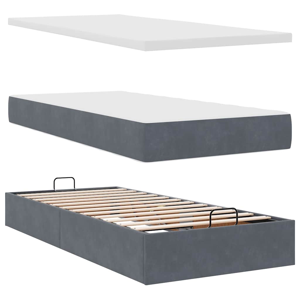 vidaXL Ottoman-Bett mit Matratzen Dunkelgrau 160x200 cm Samt