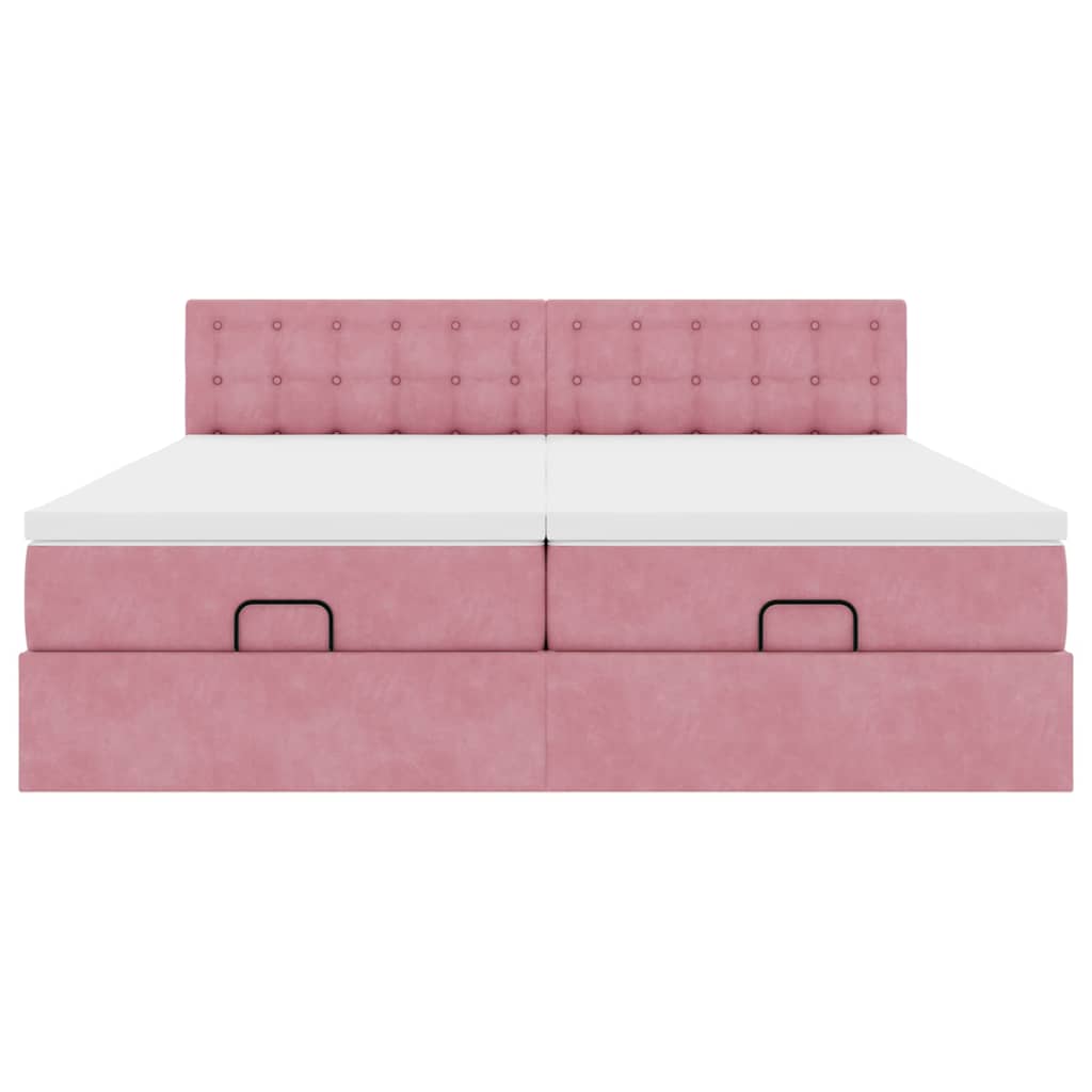 Ottoman-Bett mit Matratzen Rosa 160x200 cm Samt