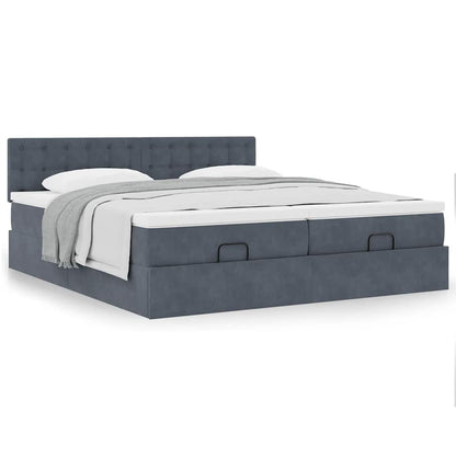 vidaXL Ottoman-Bett mit Matratzen Dunkelgrau 180x200 cm Samt