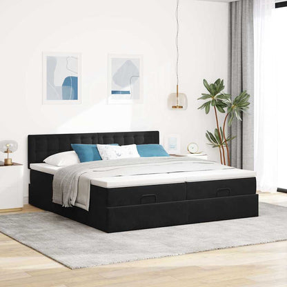 vidaXL Ottoman-Bett mit Matratzen Schwarz 180x200 cm Samt