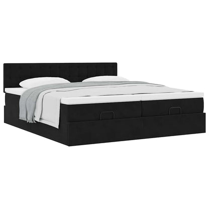 vidaXL Ottoman-Bett mit Matratzen Schwarz 180x200 cm Samt