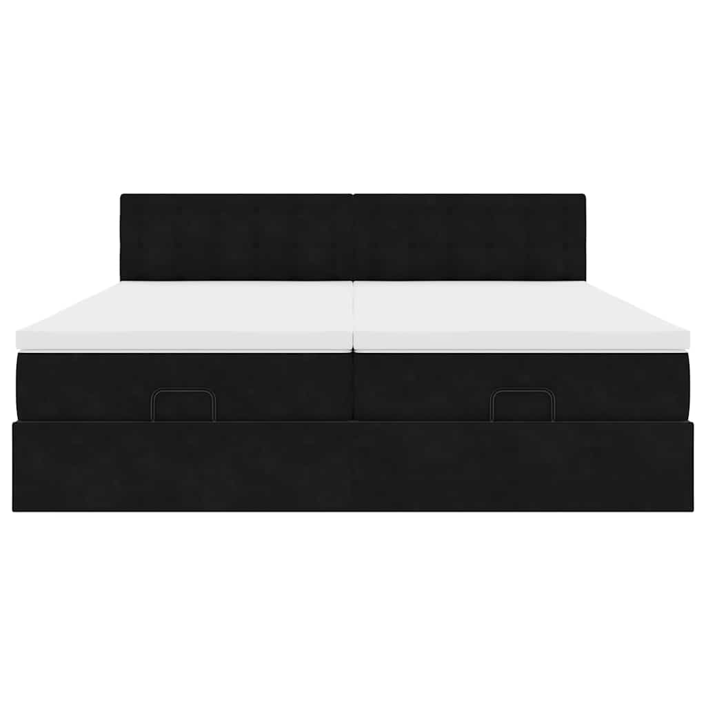 vidaXL Ottoman-Bett mit Matratzen Schwarz 180x200 cm Samt