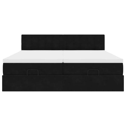 vidaXL Ottoman-Bett mit Matratzen Schwarz 180x200 cm Samt