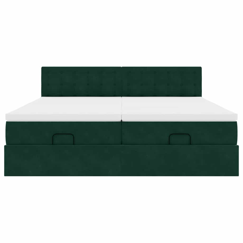 vidaXL Ottoman-Bett mit Matratzen Dunkelgrün 180x200 cm Samt