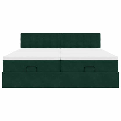 vidaXL Ottoman-Bett mit Matratzen Dunkelgrün 180x200 cm Samt