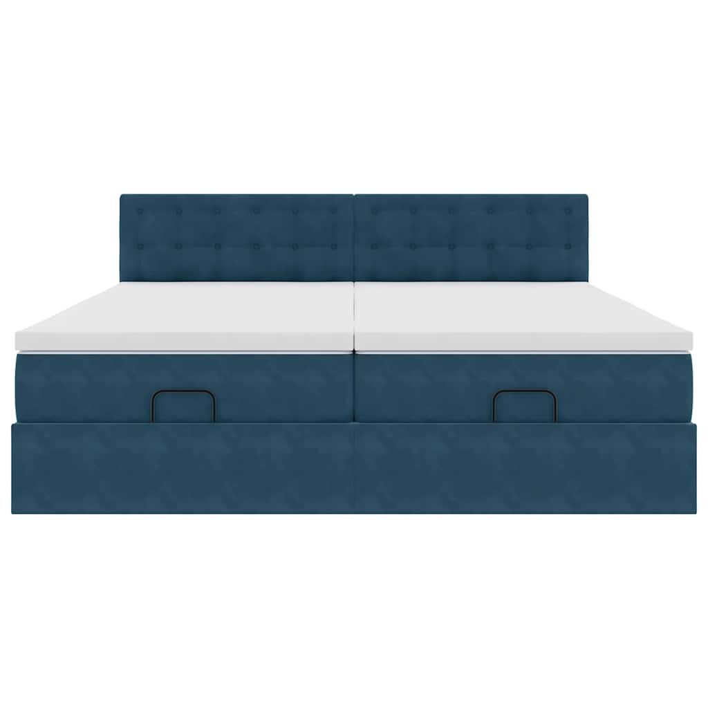 Ottoman-Bett mit Matratzen Dunkelblau 180x200 cm Samt