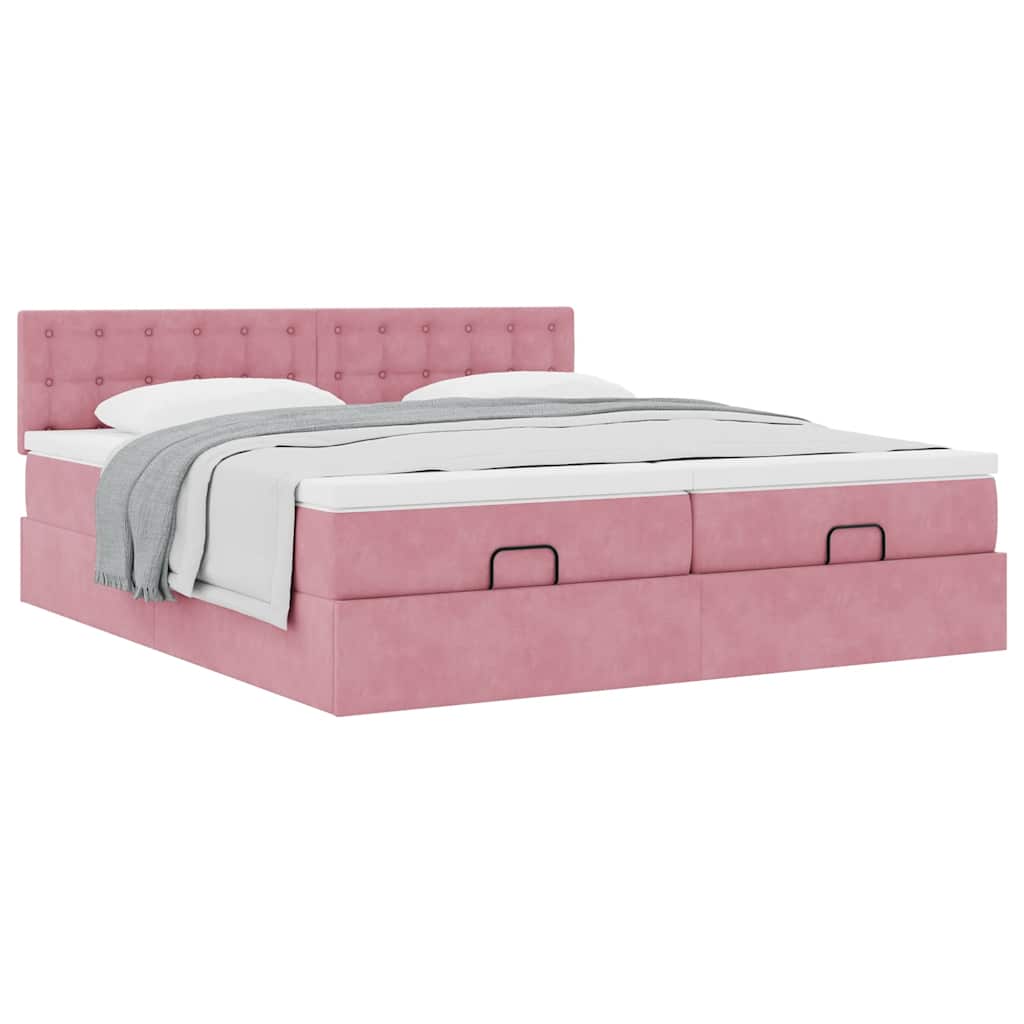 vidaXL Ottoman-Bett mit Matratzen Rosa 180x200 cm Samt