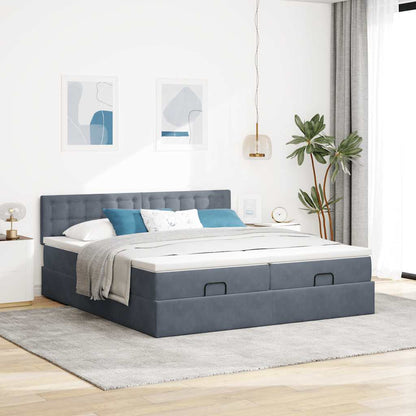 vidaXL Ottoman-Bett mit Matratzen Dunkelgrau 200x200 cm Samt