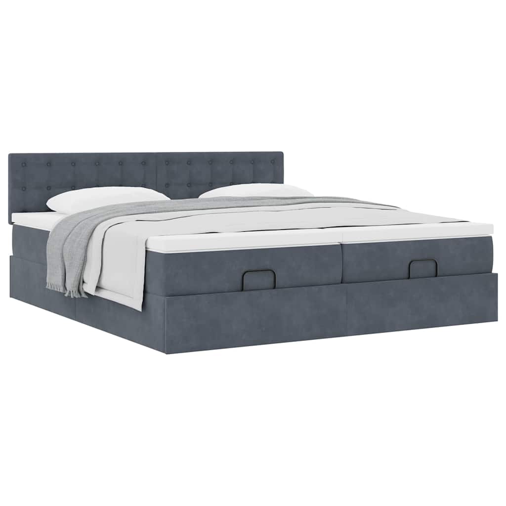 vidaXL Ottoman-Bett mit Matratzen Dunkelgrau 200x200 cm Samt