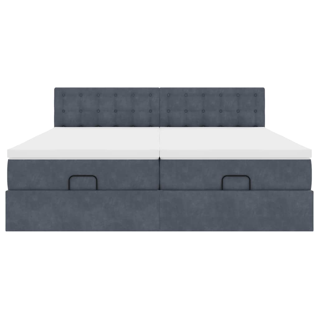 vidaXL Ottoman-Bett mit Matratzen Dunkelgrau 200x200 cm Samt