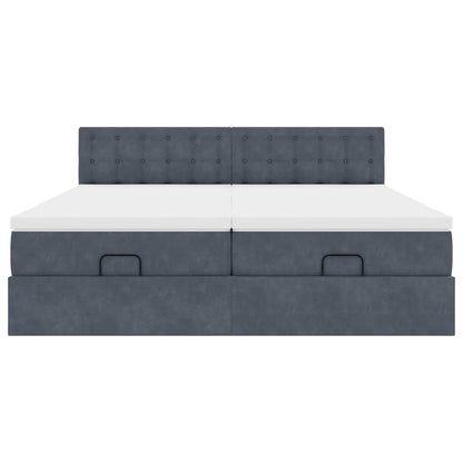vidaXL Ottoman-Bett mit Matratzen Dunkelgrau 200x200 cm Samt