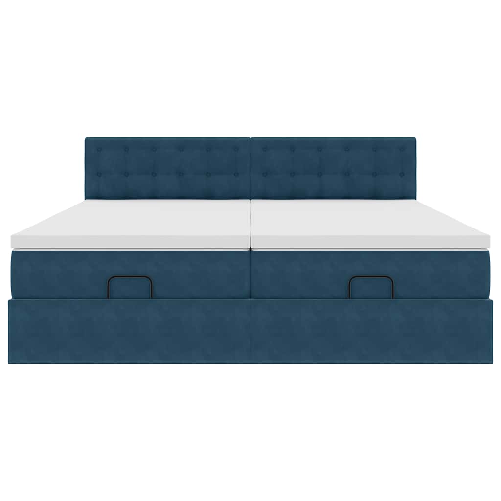 Ottoman-Bett mit Matratzen Dunkelblau 200x200 cm Samt