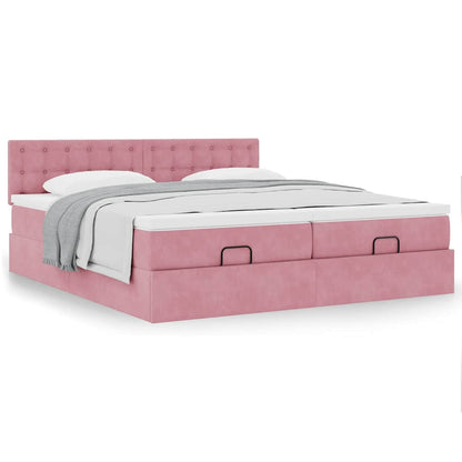vidaXL Lit ottoman avec matelas Rose 200x200 cm Velours