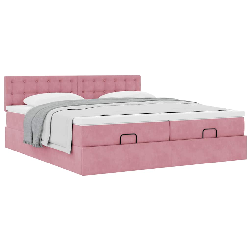 vidaXL Lit ottoman avec matelas Rose 200x200 cm Velours
