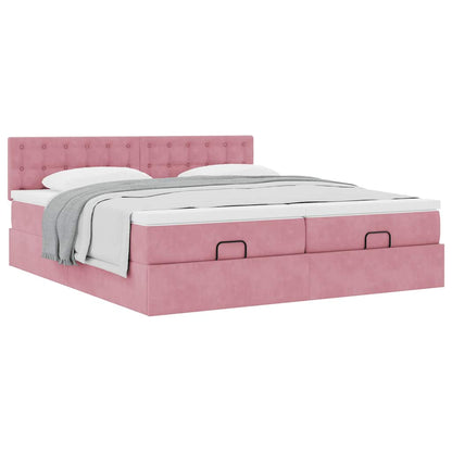 vidaXL Lit ottoman avec matelas Rose 200x200 cm Velours