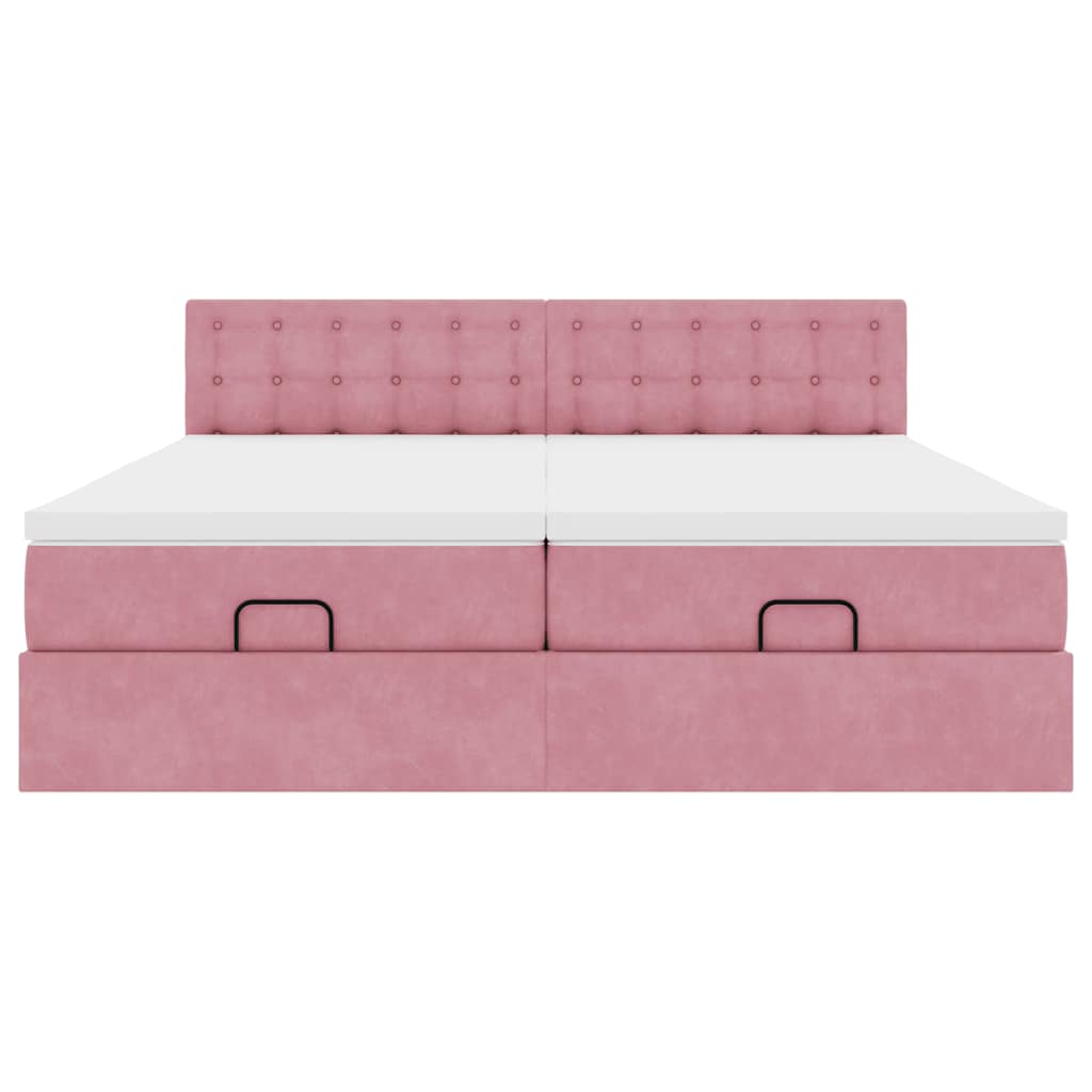 vidaXL Lit ottoman avec matelas Rose 200x200 cm Velours