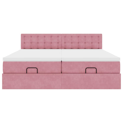 vidaXL Lit ottoman avec matelas Rose 200x200 cm Velours