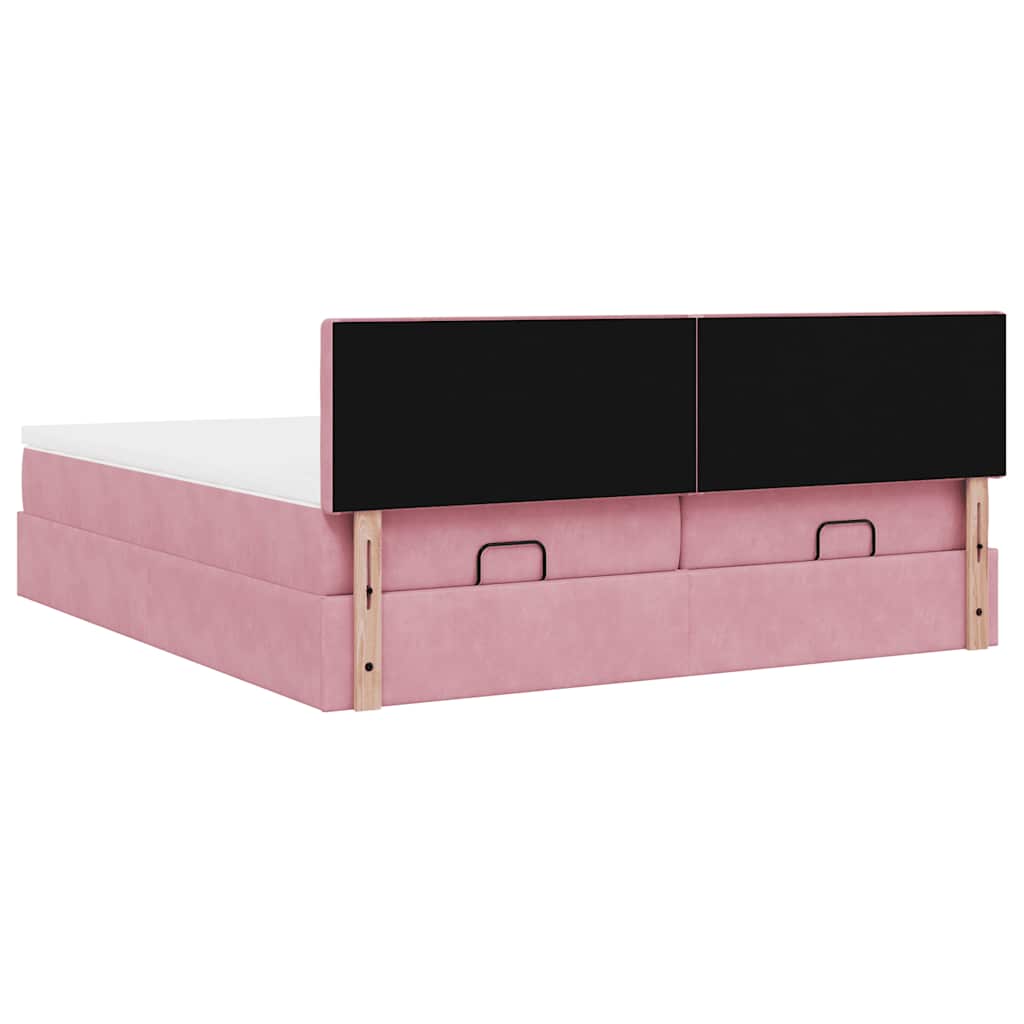 vidaXL Lit ottoman avec matelas Rose 200x200 cm Velours