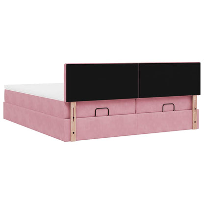 vidaXL Lit ottoman avec matelas Rose 200x200 cm Velours