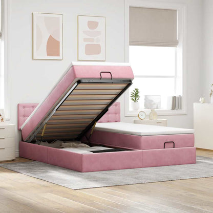 vidaXL Lit ottoman avec matelas Rose 200x200 cm Velours