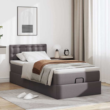 vidaXL Ottoman-Bett mit Matratzen & LEDs Grau 80x200 cm Kunstleder