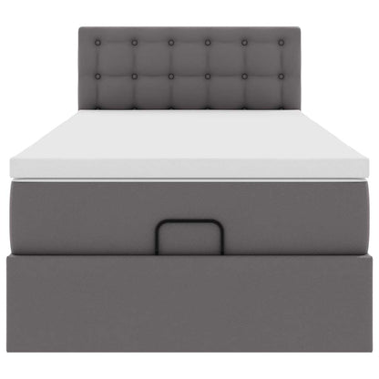 Ottoman-Bett mit Matratzen & LEDs Grau 80x200 cm Kunstleder