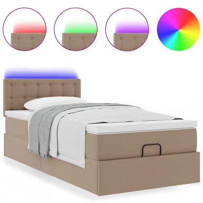 Ottoman-Bett mit Matratzen & LEDs 80x200 cm Kunstleder