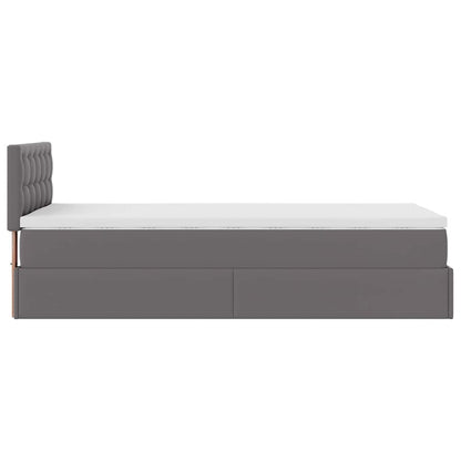 vidaXL Ottoman-Bett mit Matratzen & LEDs Grau 90x190 cm Kunstleder