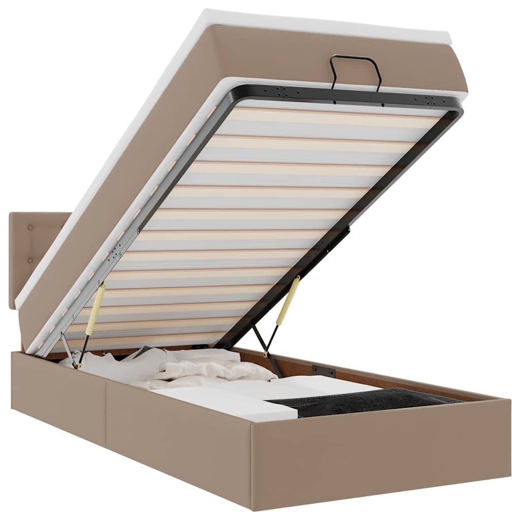 vidaXL Ottoman-Bett mit Matratzen & LEDs 90x190 cm Kunstleder