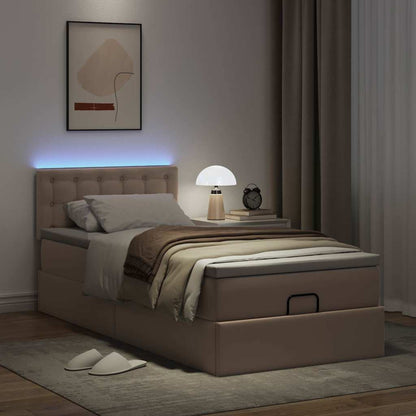 vidaXL Ottoman-Bett mit Matratzen & LEDs 90x190 cm Kunstleder
