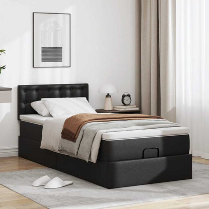 vidaXL Ottoman-Bett mit Matratzen & LEDs Schwarz 100x200 cm Kunstleder