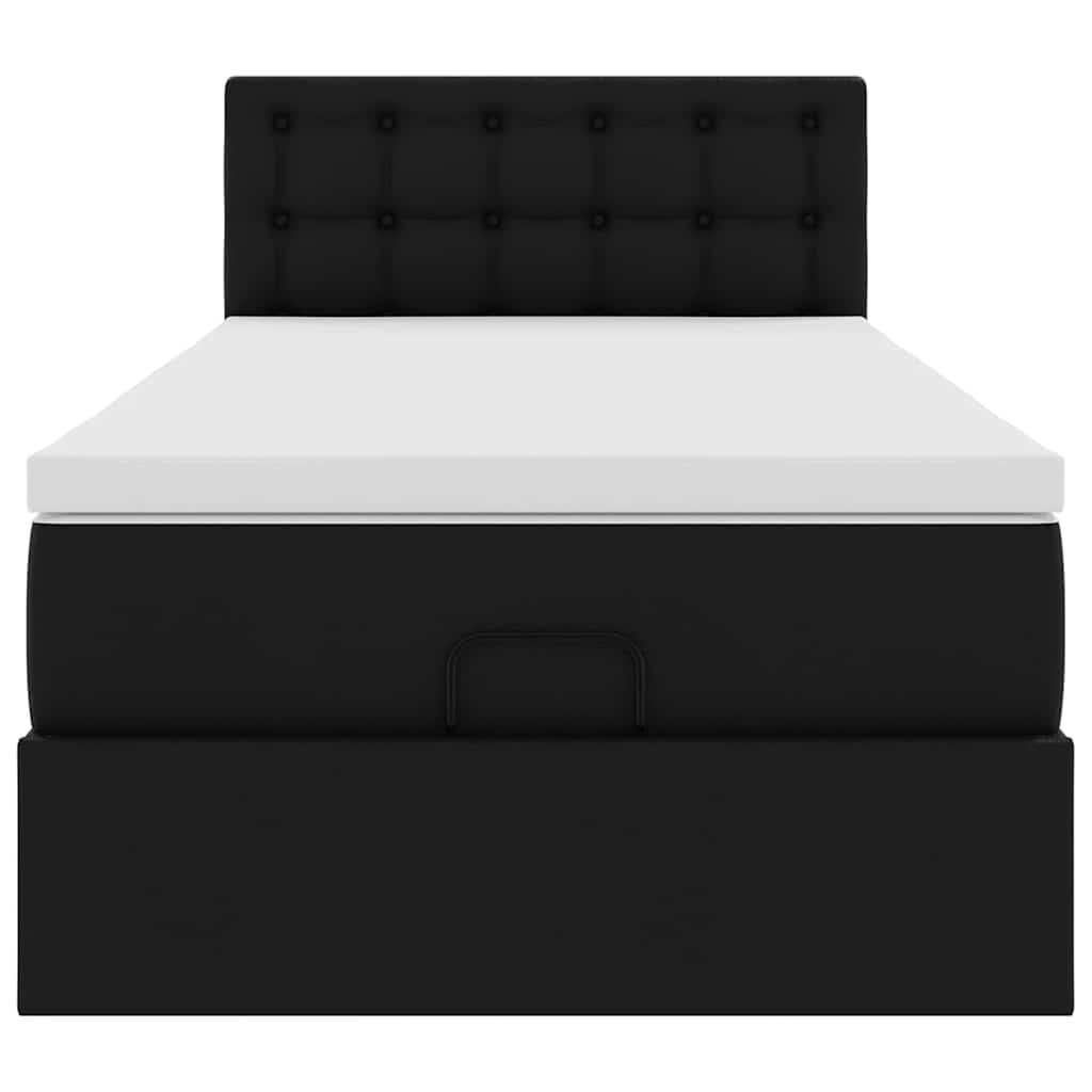 vidaXL Ottoman-Bett mit Matratzen & LEDs Schwarz 100x200 cm Kunstleder
