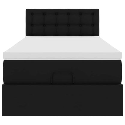 vidaXL Ottoman-Bett mit Matratzen & LEDs Schwarz 100x200 cm Kunstleder