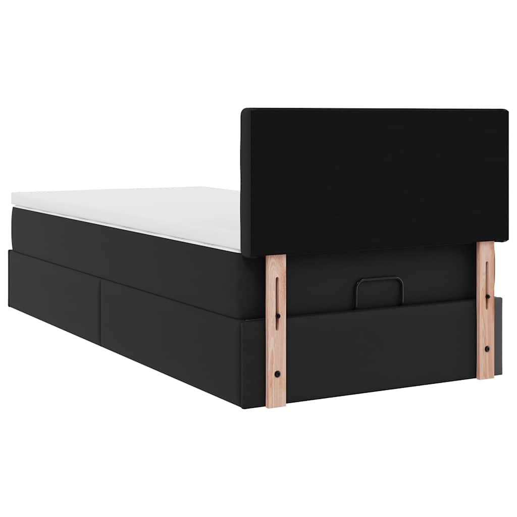vidaXL Ottoman-Bett mit Matratzen & LEDs Schwarz 100x200 cm Kunstleder