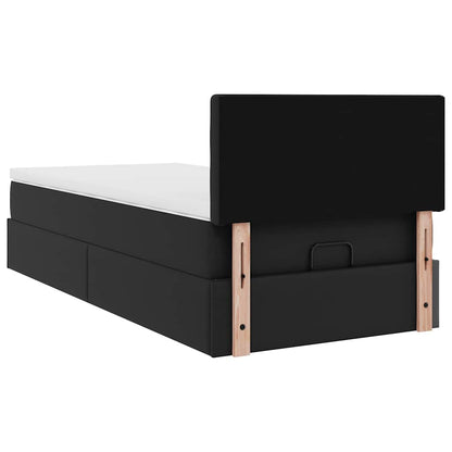 vidaXL Ottoman-Bett mit Matratzen & LEDs Schwarz 100x200 cm Kunstleder